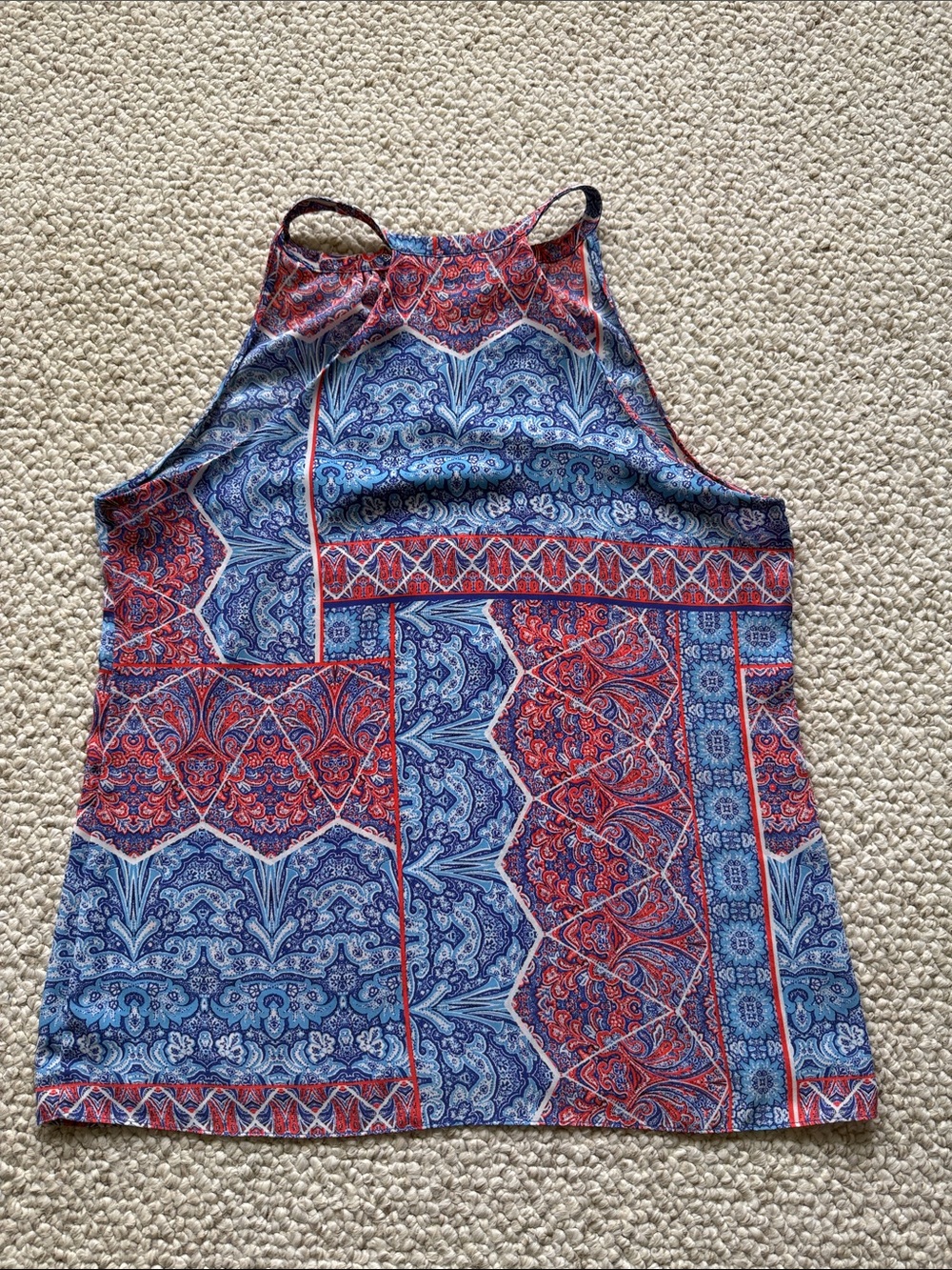 St. Tropez Blue & Orange Paisley Halter Top - Picture 9 of 9